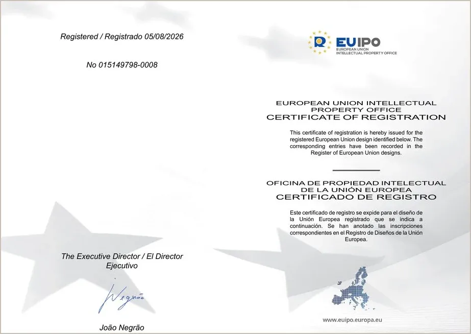 EUIPO certificate of registration for Twin Panel Bed