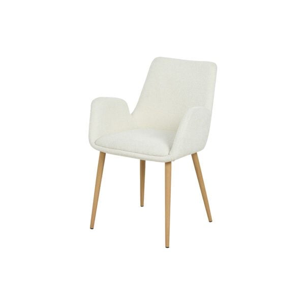 EDEN White Boucle Chair With Arms