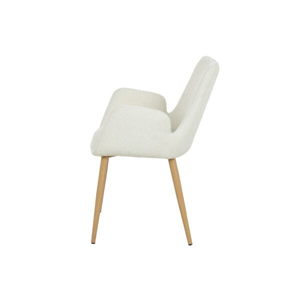 EDEN White Boucle Chair With Arms - Image 3